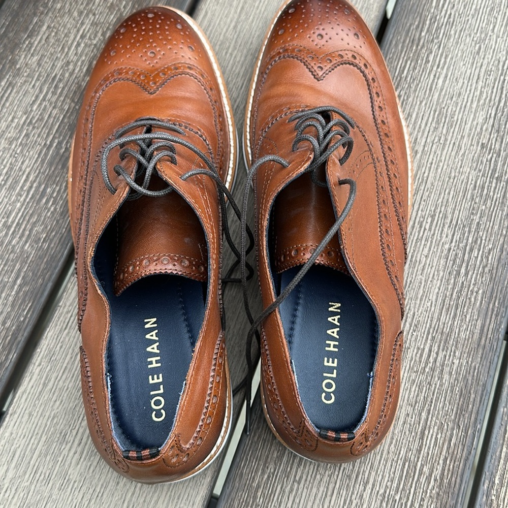 New Never Worn Cole Haan Morris Grand Wingtip Mens 11.5 British Tan - Picture 5 of 7